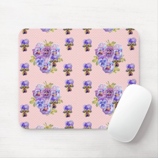 Shabby Pink Pansy floral Computer Mouse Mat Pad Muismat (Met muis)