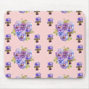 Shabby Pink Pansy floral Computer Mouse Mat Pad Muismat
