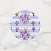 Shabby Pink Pansy Floral Party Paarse Streep Confe Confetti (Kleine voorkant)