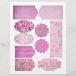 Shabby Pink Pattern Scrapbook Embellishing Sheet