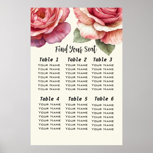 Shabby Pink Rose Find Your Seat Poster (Voorkant)
