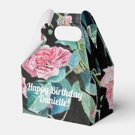 Shabby Pink Rose Floral Tea Party Cake Favor Box Bedankdoosjes