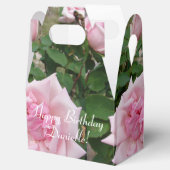 Shabby Pink Rose Floral Tea Party Cake Favor Box Bedankdoosjes (Geopend)