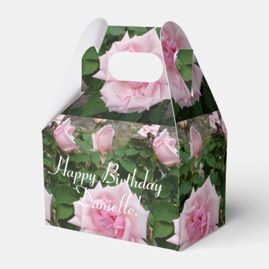 Shabby Pink Rose Floral Tea Party Cake Favor Box Bedankdoosjes (Voorkant Zijde)