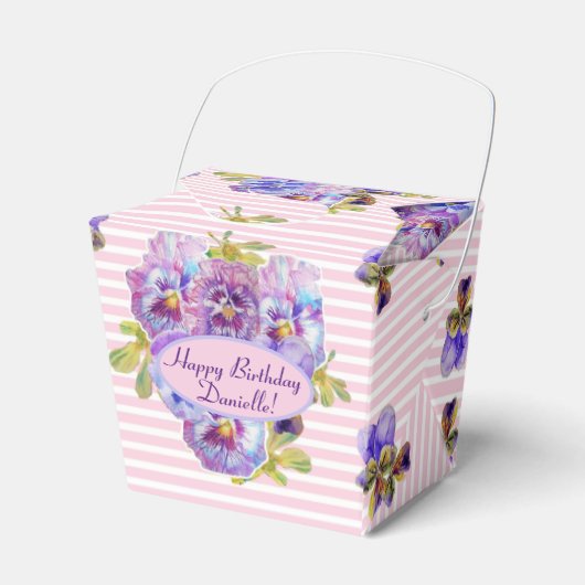 Shabby Pink Rose Floral Tea Party Paars Bedankdoosjes (Voorkant Zijde)