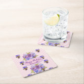 Shabby Pink Rose Floral Tea Party Paars Kartonnen Onderzetters (Insitu)