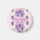 Shabby Pink Rose Floral Tea Party Paars Magneet (Voorkant)