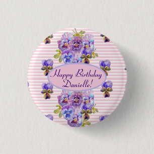 Shabby Pink Rose Floral Tea Party Paars Ronde Button 3,2 Cm