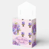 Shabby Pink Rose Floral Verjaardagsfeest Paarse Bedankdoosjes (Geopend)