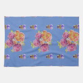 Shabby Pink Rose op Blue Floral Kitchen Tea Towel Theedoek (Horizontaal)