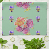 Shabby Pink Rose over Green Floral Kitchen Tea Tow Theedoek (Gevouwen)