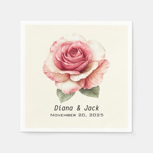Shabby Pink Rose Servet (Voorkant)