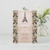 Shabby Pink Rose Vines Bloemen Bruids Thee Douche Kaart (Staand voorkant)