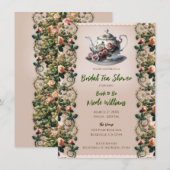 Shabby Pink Rose Vines Bloemen Bruids Thee Douche Kaart (Voorkant / Achterkant)