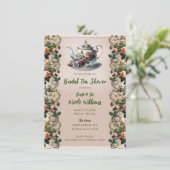 Shabby Pink Rose Vines Bloemen Bruids Thee Douche Kaart (Staand voorkant)