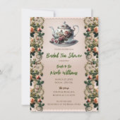 Shabby Pink Rose Vines Bloemen Bruids Thee Douche Kaart (Voorkant)