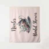 Shabby Pink Rose Vines Bloemen Bruids Thee Douche Wandkleed (Voorkant)