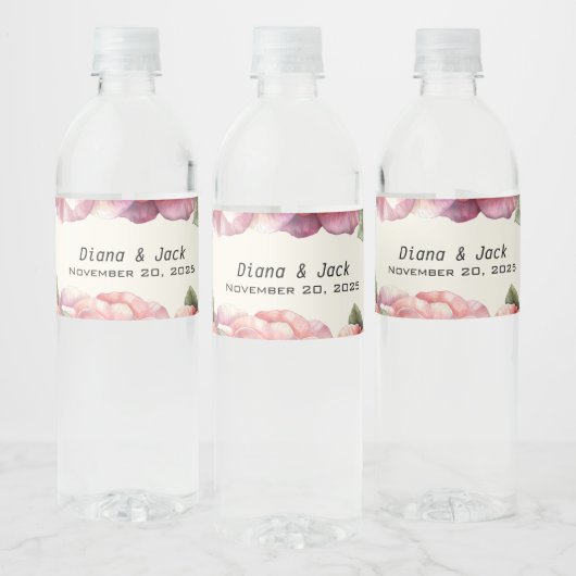 Shabby Pink Rose Waterfles Etiket (Flessen)