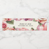 Shabby Pink Rose Waterfles Etiket (Enkel label)