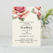 Shabby Pink Rose Wedding  Kaart (Staand voorkant)