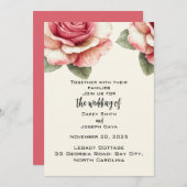 Shabby Pink Rose Wedding  Kaart (Voorkant / Achterkant)