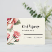 Shabby Pink Rose Wedding RSVP Kaartje (Staand voorkant)