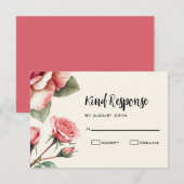 Shabby Pink Rose Wedding RSVP Kaartje (Voorkant / Achterkant)