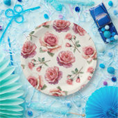 Shabby Pink Roses Forever Papieren Bordje (Feest)