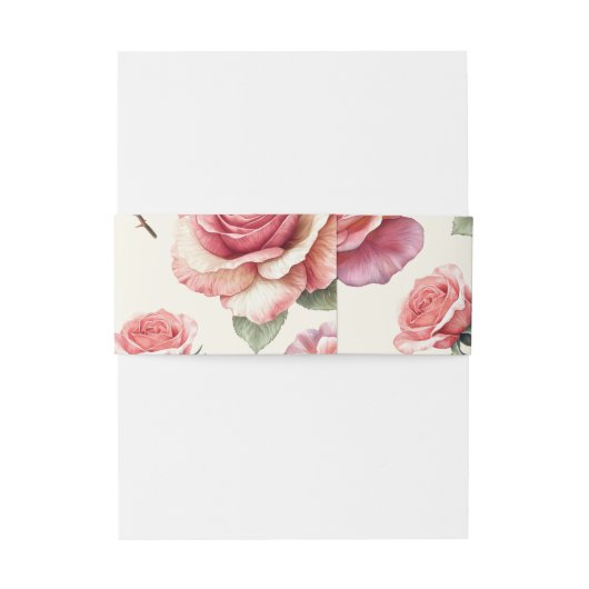 Shabby Pink Roses Forever Uitnodigingen Wikkel (Achterkant Voorbeeld)