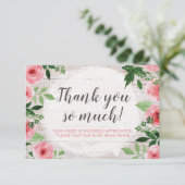 Shabby Pink Roses op Rustisch Land - Hartelijk dan Kaart (Staand voorkant)
