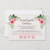 Shabby Pink Roses op Rustisch Land - Hartelijk dan Kaart (Achterkant)