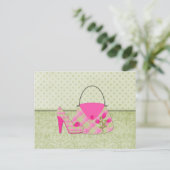 Shabby Pink Roses Purse and Shoe (2) Briefkaart (Staand voorkant)