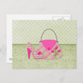 Shabby Pink Roses Purse and Shoe (2) Briefkaart (Voorkant / Achterkant)