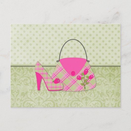 Shabby Pink Roses Purse and Shoe (2) Briefkaart (Voorkant)
