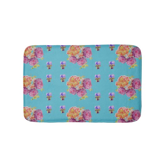 Shabby Pink Roses roos bloemen Bath Mat (Voorkant)