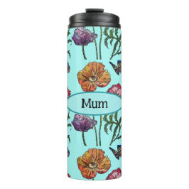 Shabby Poppy Red Paars op Aqua Mum Moederdag Thermosbeker