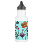 Shabby Poppy Red Paars op Aqua Mum Moederdag Waterfles (Rechts)