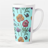 Shabby Poppy Red Paars op Aqua  naam Latte Mok (Rechts)