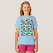 Shabby Poppy Red Paars op Aqua  naam T-shirt (Voorkant volledig)