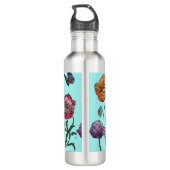 Shabby Poppy Red Paars op Aqua  naam Waterfles (Achterkant)