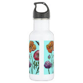 Shabby Poppy Red Paars op Aqua  naam Waterfles (Achterkant)