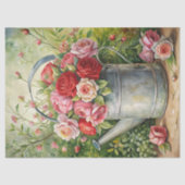  shabby rode rozen boeket in metalen blik tissuepapier (Voorkant)