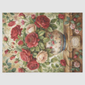 shabby rode rozen boeket in retro vaas tissuepapier (Voorkant)