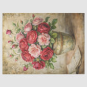 shabby rode rozen boeket in retro vaas tissuepapier (Voorkant)
