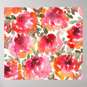 Shabby rode rozen, naadloos patroon. poster
