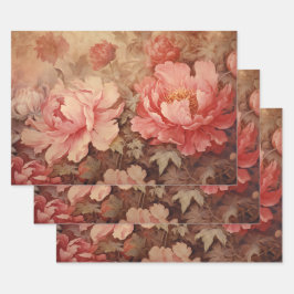 SHABBY ROMANTISCH ROOS PEONY DECORATIEF PAPIER SET INPAKPAPIER VEL