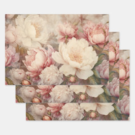 SHABBY ROMANTISCH ROOS PEONY DECORATIEF PAPIER SET INPAKPAPIER VEL