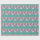 Shabby Roos Iris Turquoise Floral Wrapping Paper Cadeaupapier (Vlak)