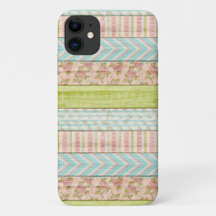 Shabby Roos Pastel Pattern on Rustic Wood Cottage Case-Mate iPhone Case