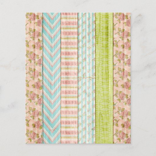 Shabby Roos Pastel Rustic Wood Scrapbook Paper Flyer (Voorkant)
